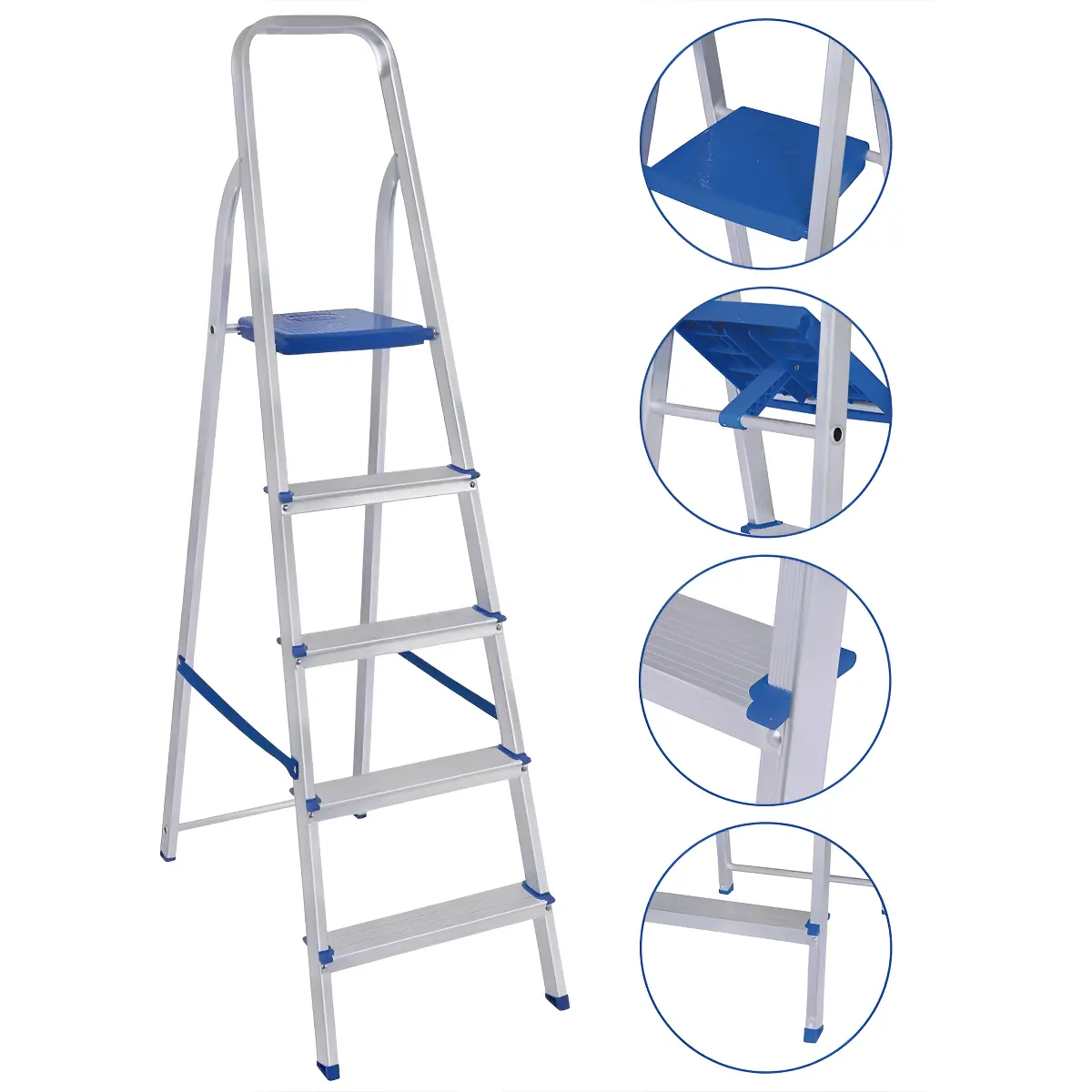 Escada Domestica De Aluminio Dobrável C/ 5 Degraus